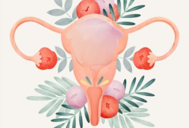 Vagina in de natuur met planten en bloemen